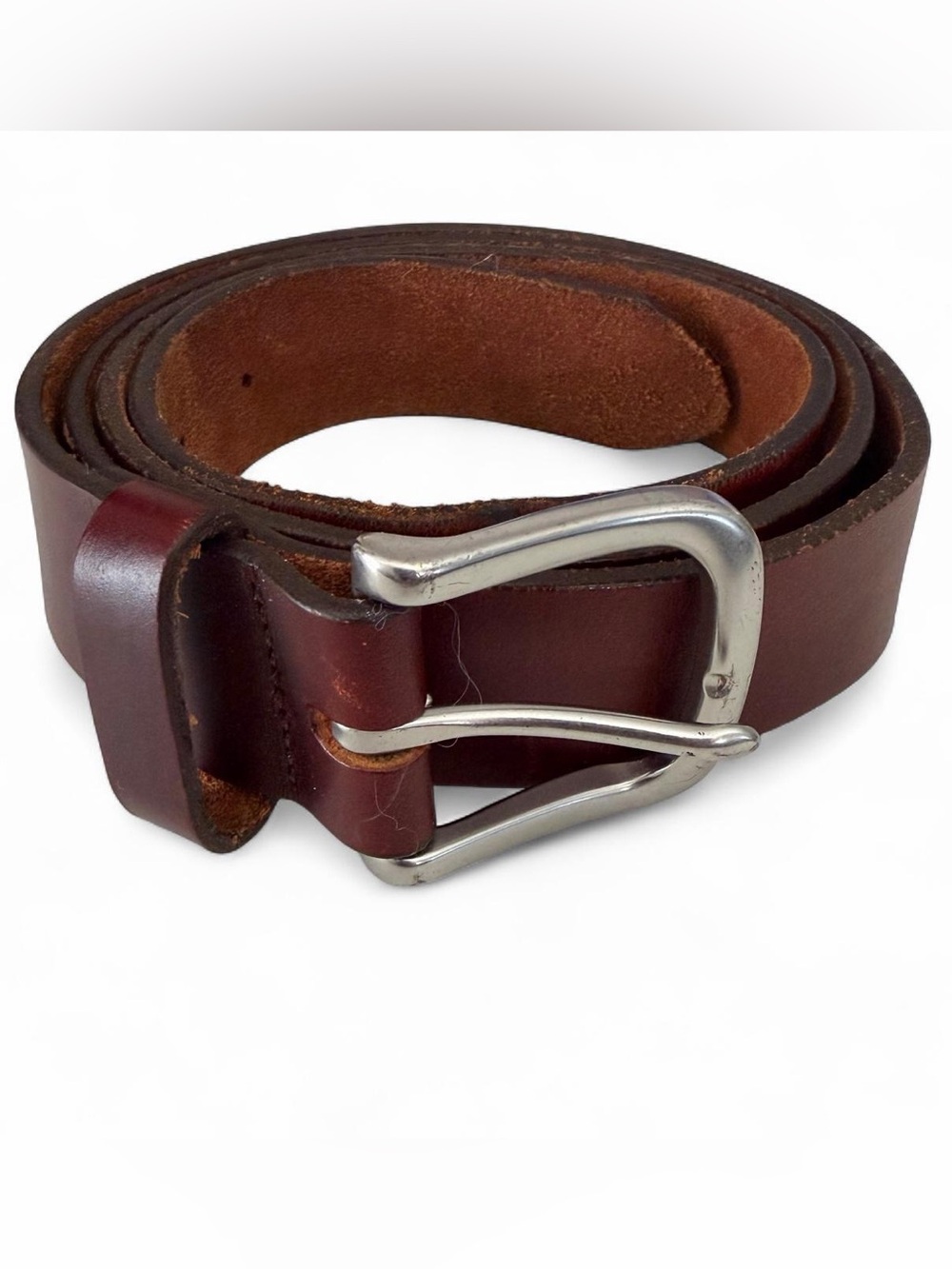 L.L.Bean brown leather belt with silver buckle Sz 40